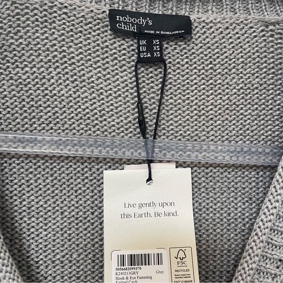 Nobody's Child Grey Hook & Eye Fasten Knitted Cardigan Gray Size XS - Picture 5 of 6